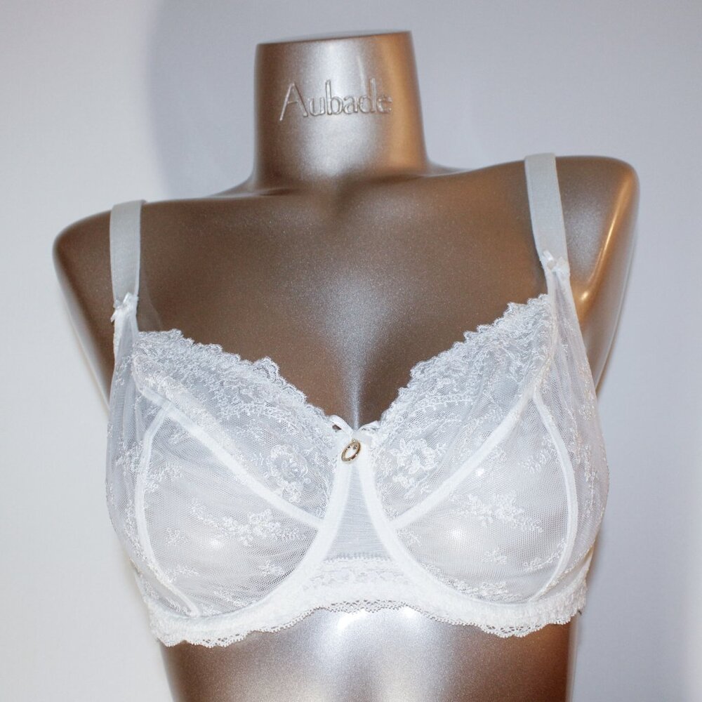 Aubade Paris Sample Belle D'Ispahan White Bra with Swarovski Jewel 34E